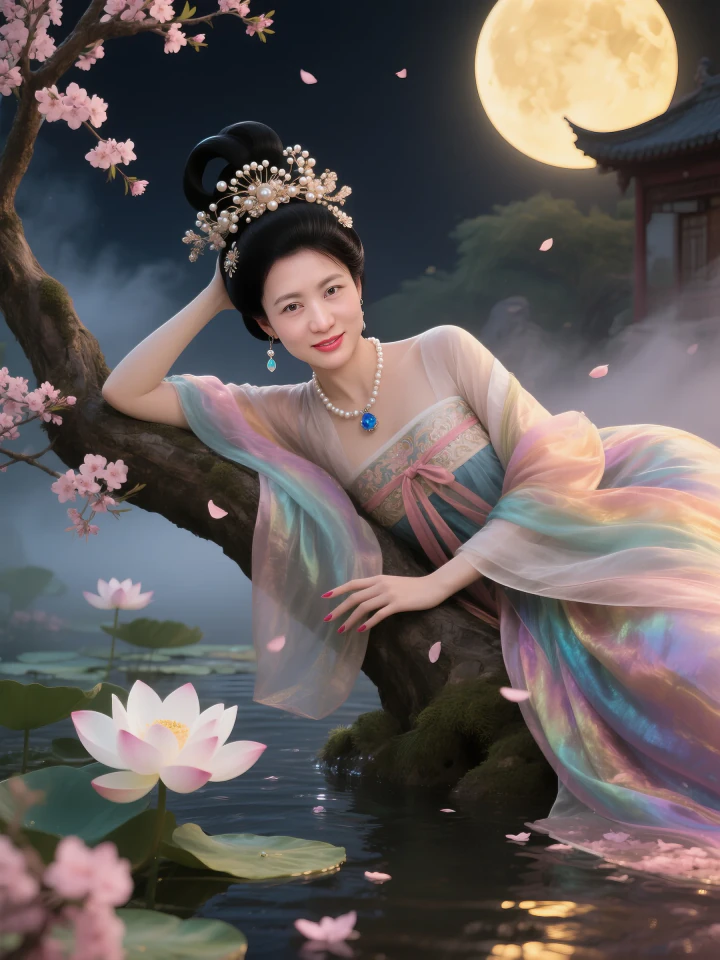 Aifaceu 荷塘月色 AI 古风写真，月下琵琶与汉服少女，展示 99% 真人神韵还原。