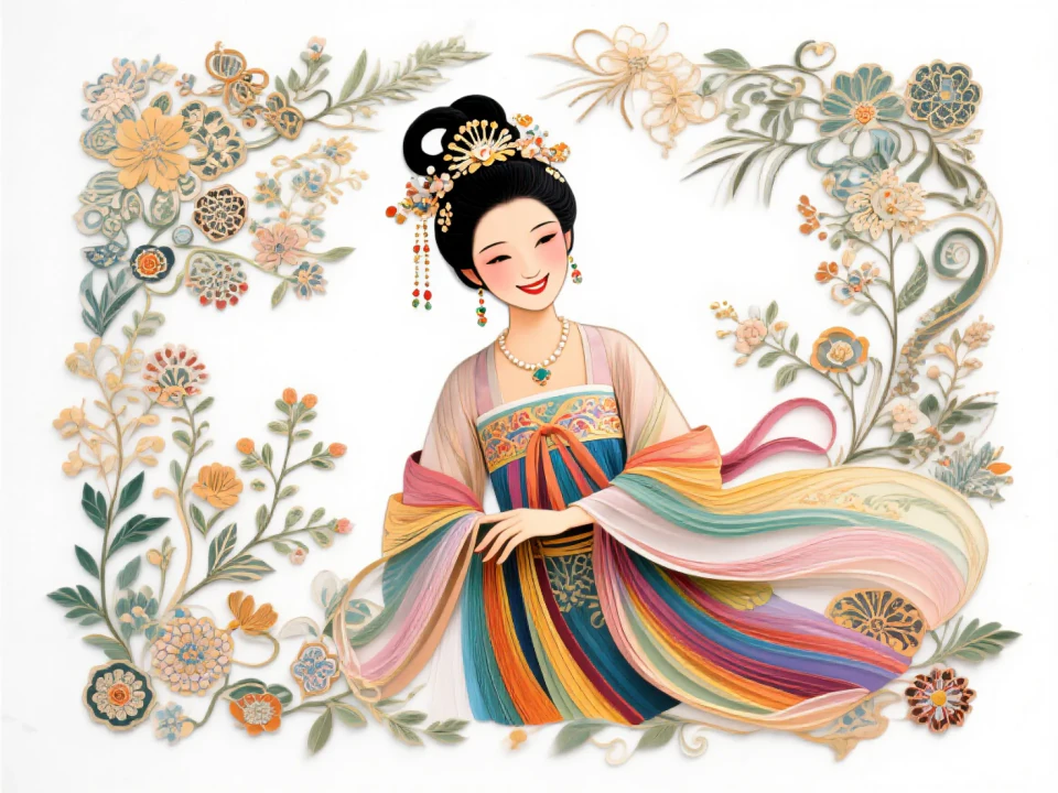 纸雕镂空风格，色彩绚丽，艺术感十足。