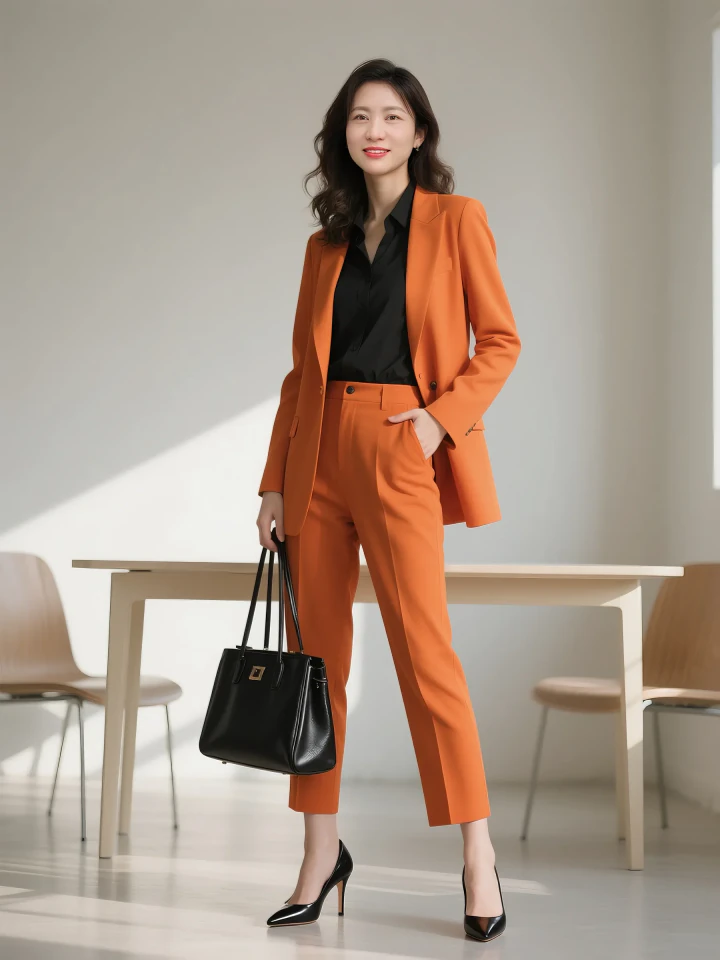 Aifaceu 职场形象照，办公桌侧身姿态，结合自然光影打造高级感。