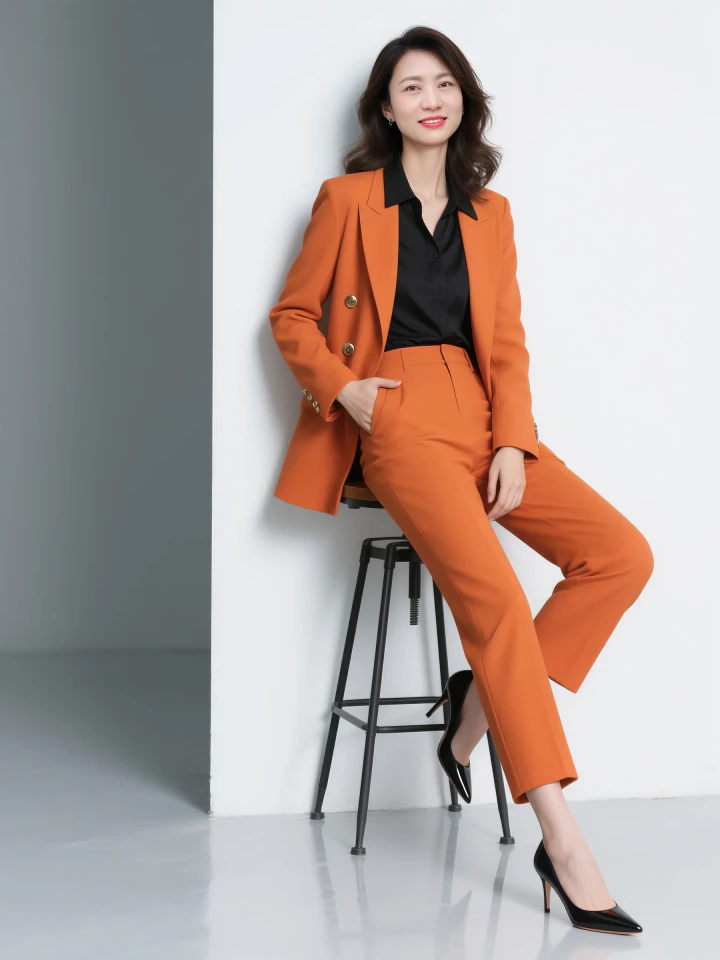 Aifaceu 橙色职业证件照，专注脸部微表情，还原 1:1 数字分身。